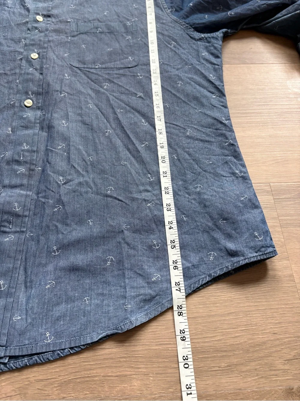 Brooks Brothers Anchor-Print Chambray Button-Down Shirt- size XL